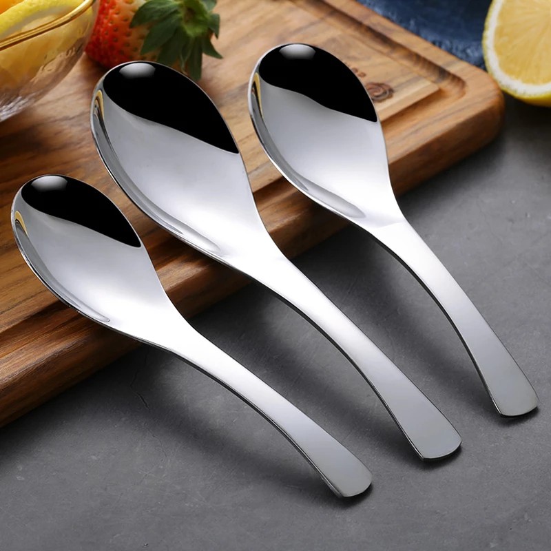 Thìa ăn phở / súp bằng inox 304 cao cấp sáng bóng dày dặn bền đẹp với chiều dài 14/15/16cm