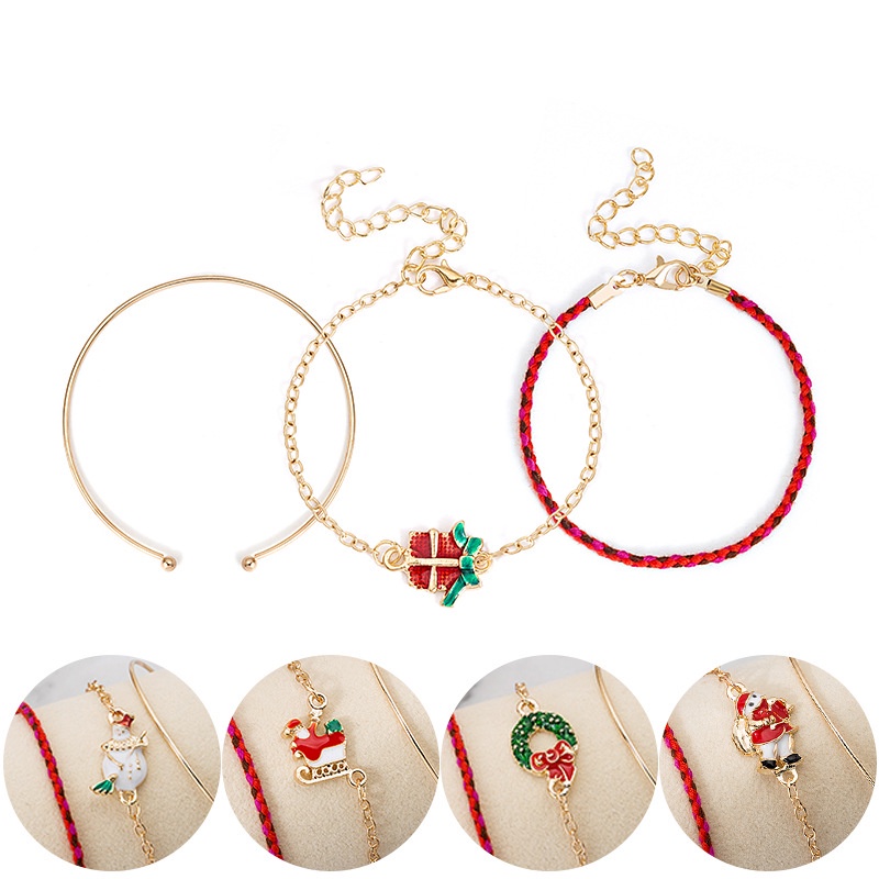 Vòng đeo tay thiết kế nhiều lớp hình ông già noel/ người tuyết thời trang sành điệu