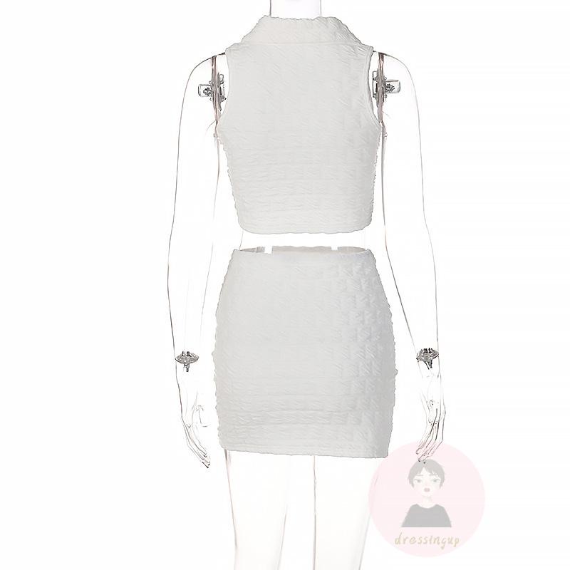 Bộ Áo Croptop Sát Nách + Chân Váy Lưng Cao Màu Trơn Thời Trang Cho Nữ