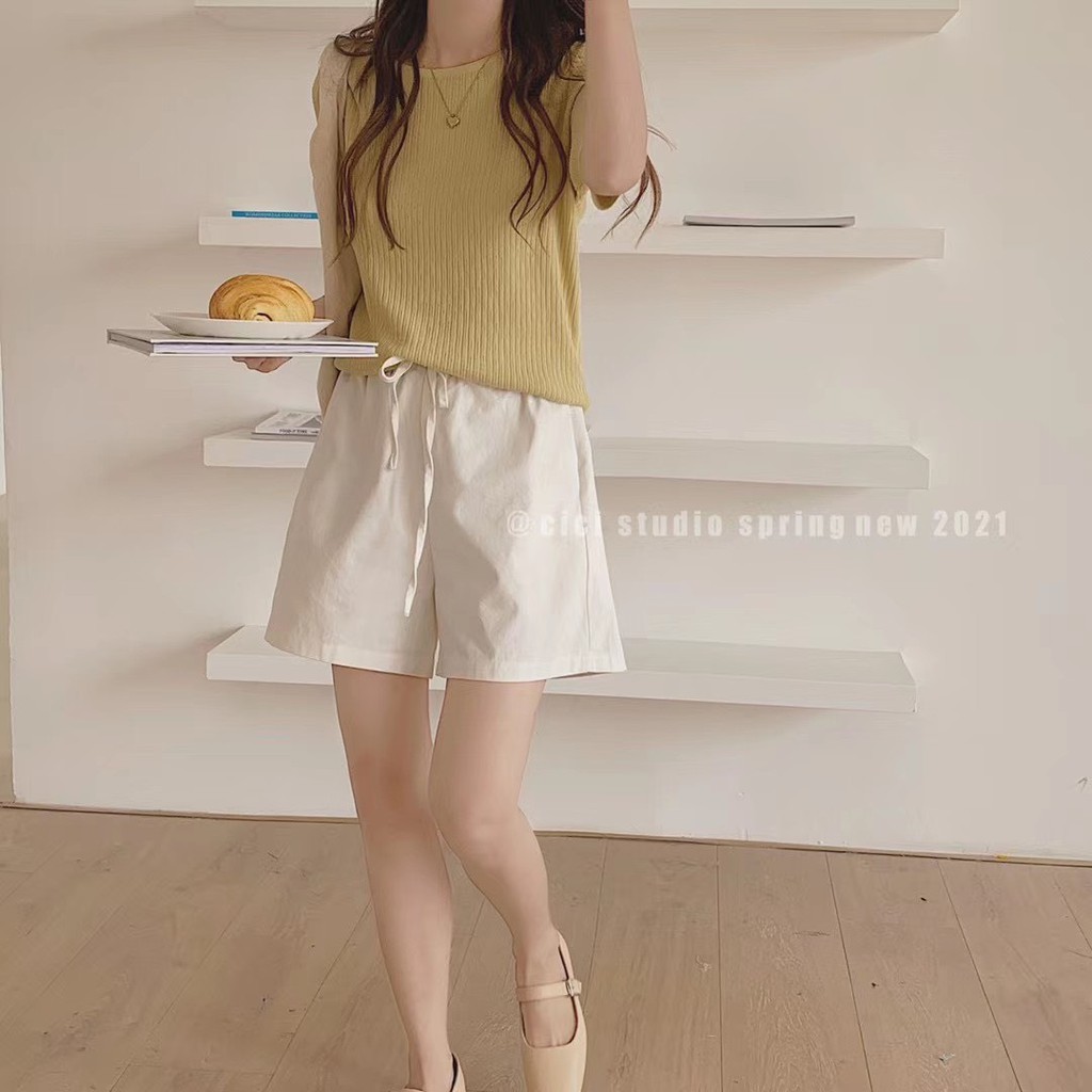 Quần short thô chun rút eo Ulzzang style  Hàng quảng Châu