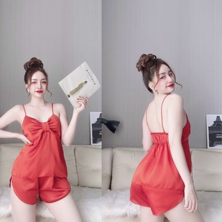 -Đồ bộ lụa satin,đồ ngủ lụa 2 dây chất lụa satin Bear&Bean.Store freesize đến 55kg