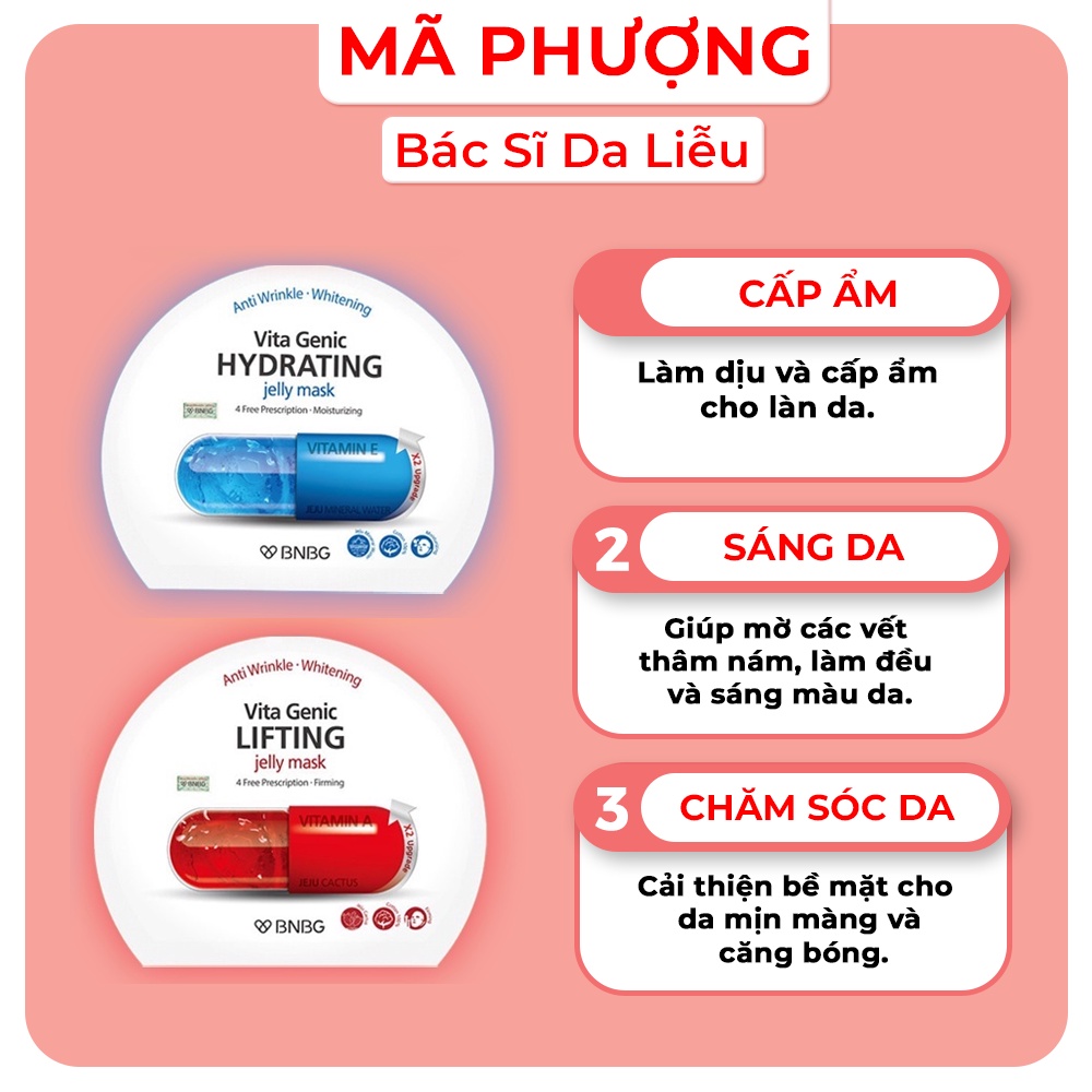 Mặt nạ BNBG Vita Genic Jelly - phục hồi, cấp ẩm, nuôi dưỡng da toàn diện - Bác sĩ Mã Phượng.