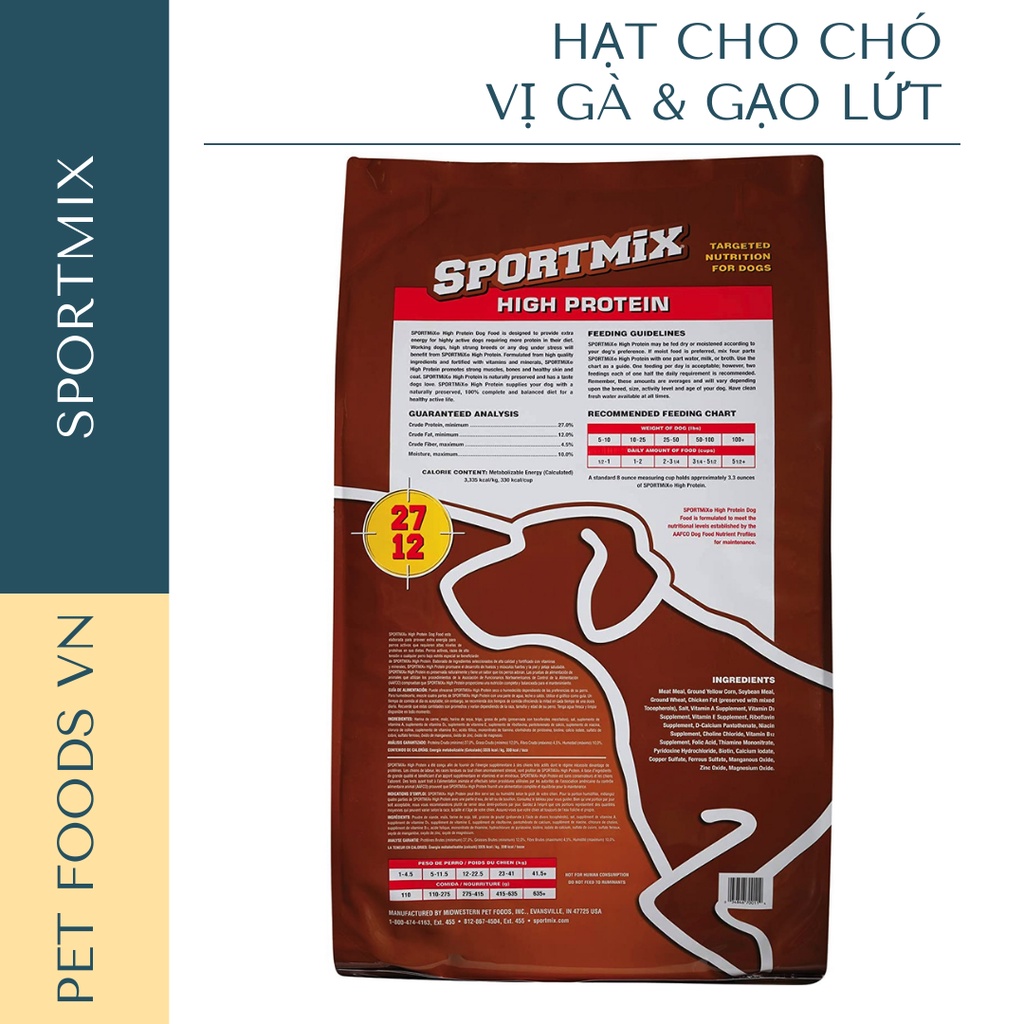 Hạt cho chó SPORTMIX High Protein 20kg vị Gà &amp; Gạo Lứt