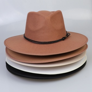 Fedora Mũ Dành Cho Nam Nữ Vành Rộng Nỉ Panama Mũ Có Khóa Da Bím Đen Băng Đô Len Hợp Thời Trang Mũ Jazz
