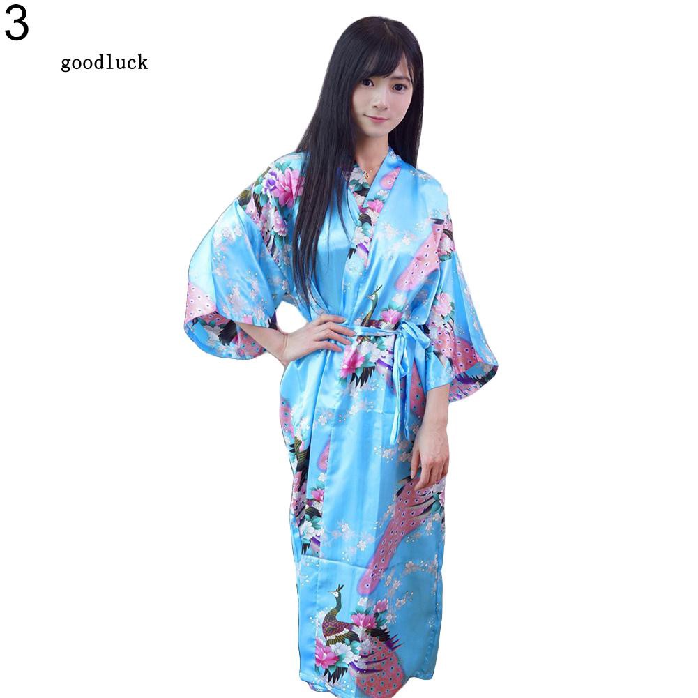 Áo choàng ngủ dài in hoa kiểu kimono đẹp mắt cho nữ | BigBuy360 - bigbuy360.vn