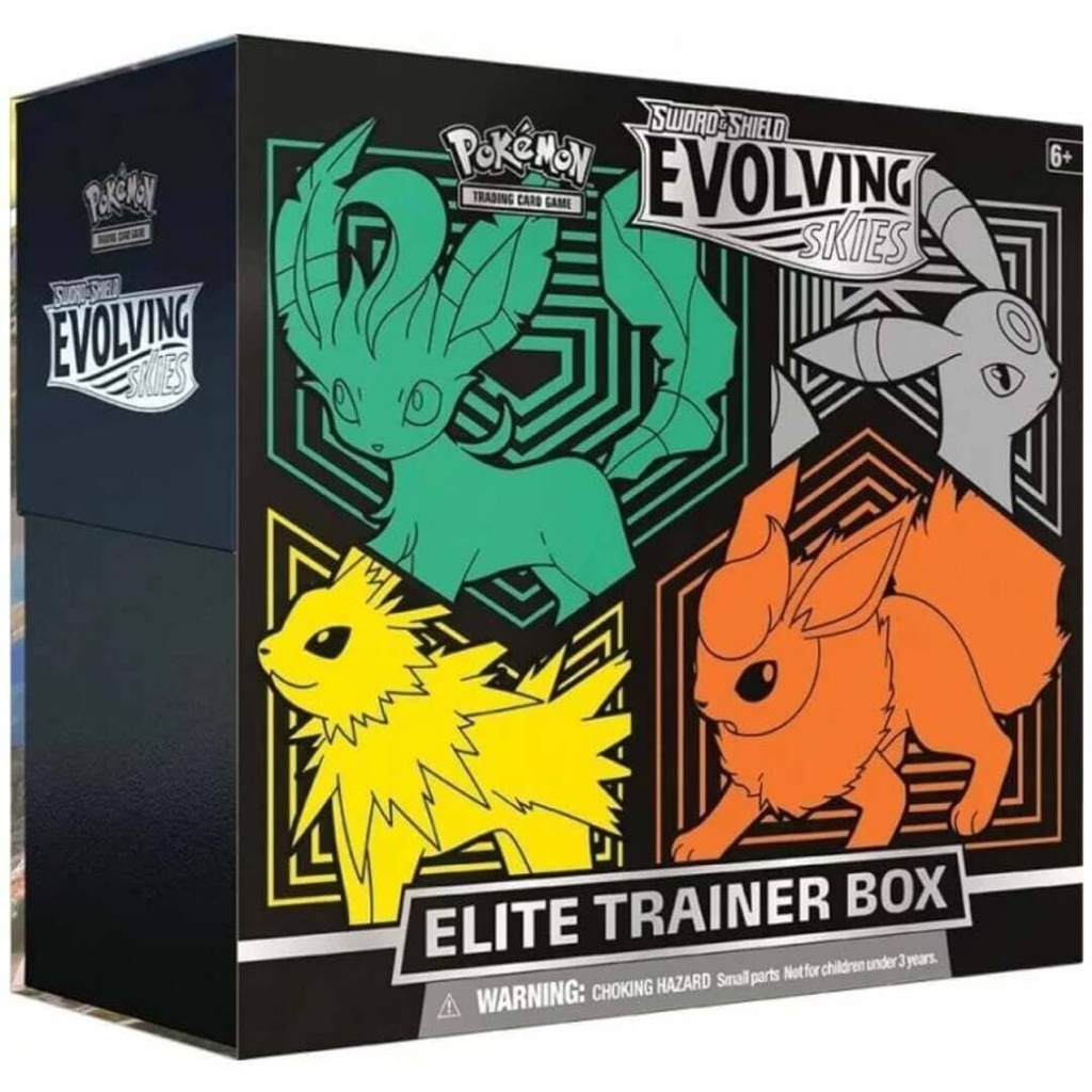 Bài Pokemon TCG Sword &amp; Shield Evolving Skies Trainer Box(Jolteon, Flareon, Umbreon &amp; Leafeon) POKTCGUSETB16