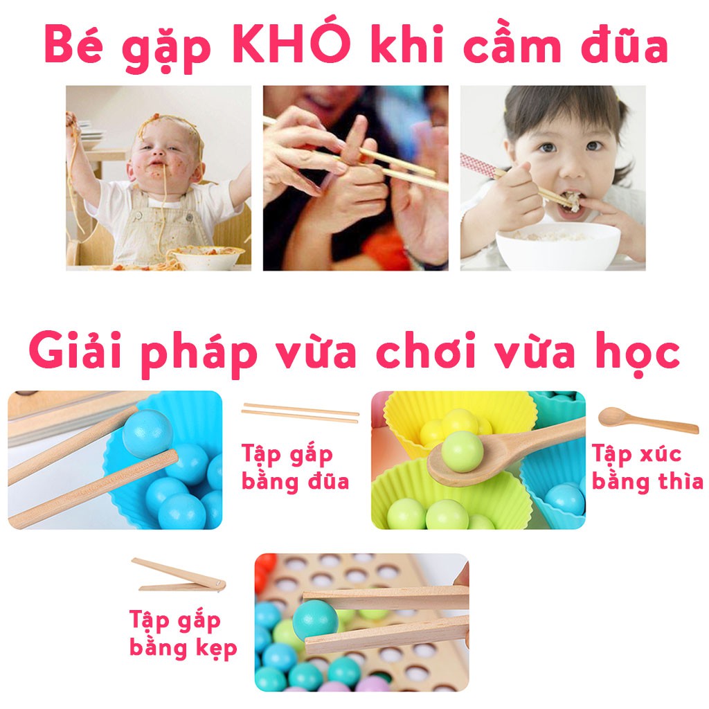 Đồ chơi thông minh Montessori gắp hạt kèm bát kích thích sáng tạo, đồ chơi phát triển trí tuệ ETOYS