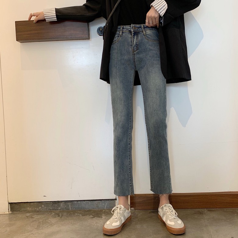  Xiaozhainv Quần jeans thời trang nữ ống rộng lưng cao phong cách Hàn Quốc | BigBuy360 - bigbuy360.vn