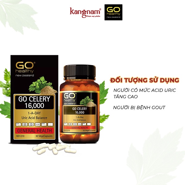 Viên Hỗ Trợ Giảm Triệu Chứng Do Gout Go Healthy Celery 16,000 Uric Acid Balance Hộp 30 viên