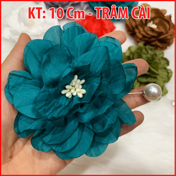 Tag Cài Áo Hoa Mẫu Đơn Lớn Có Ghim, Phụ Kiện Handmade Màu Hồng, Xanh, Đen, Trắng, Nude, Đỏ CH005