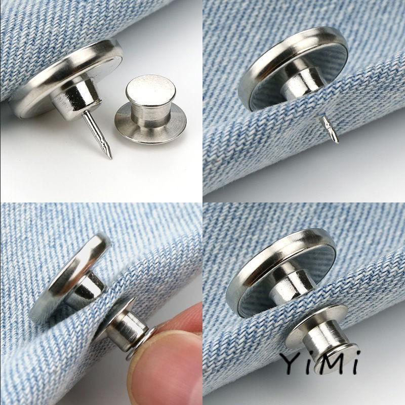 [mo](Mua 3 Tặng 1) Nút Quần Jean Có Thể Điều Chỉnh Bằng Kim Loại Không Cần Đóng Nút Có Thể Tháo Rời Cho Quần Áo Diy