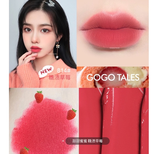 [GOGO TALES]Son Kem Lì Mịn Môi GOGOTALES Pink Nơ Khắc Nổi Siêu Xinh 16 màu sắc
