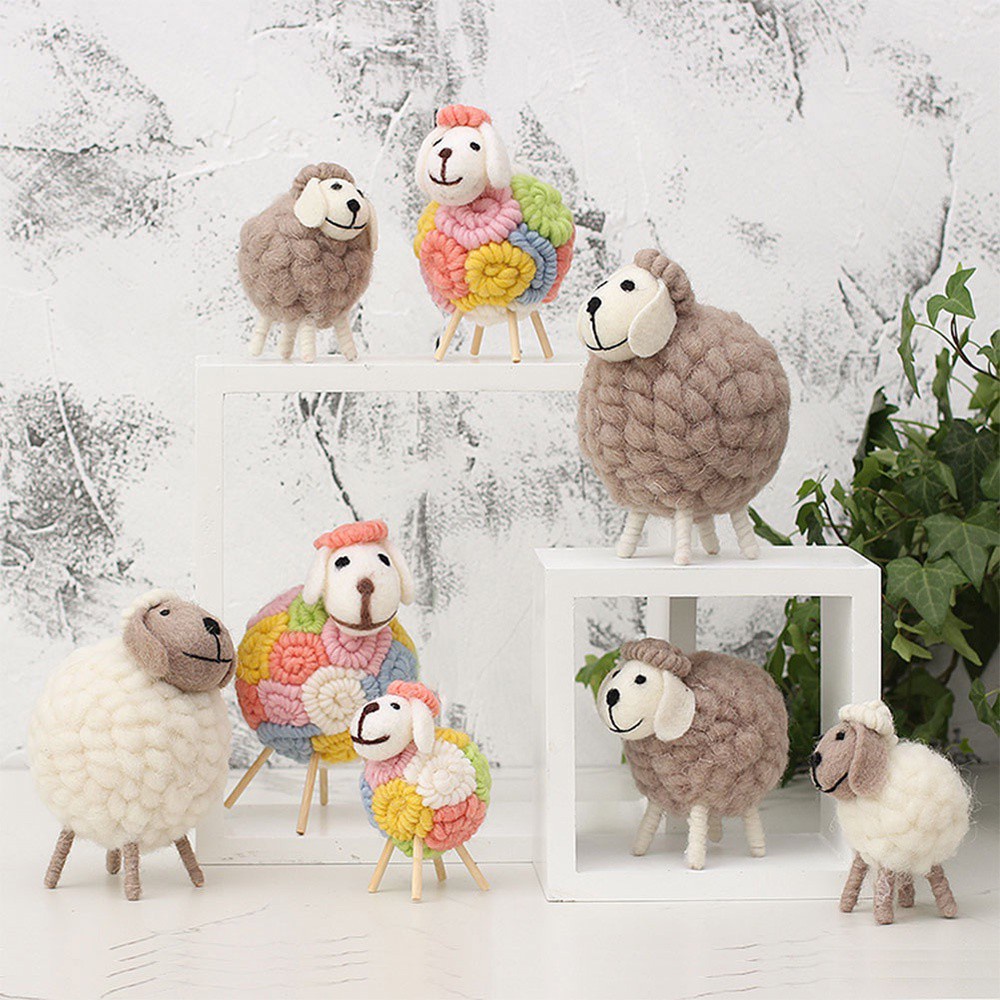 Đồ trang trí Chú Cừu Mini Bằng Vải Nỉ Thủ Công Dễ Thương Trang Trí Nhà Cửa Dịp Giáng Sinh Wmes1