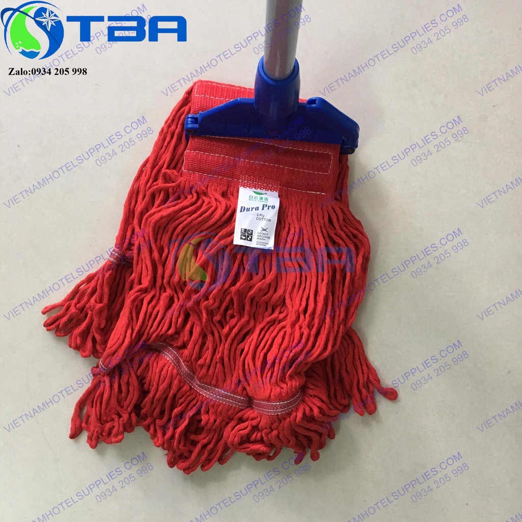 Cây lau sàn dạng kẹp thân hợp kim nhôm với tấm lau màu đỏ thấm hút tốt