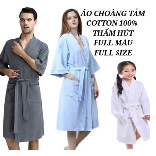 Áo choàng tắm nam nữ, áo choàng tắm cho bé chất cotton 100% mềm mịn