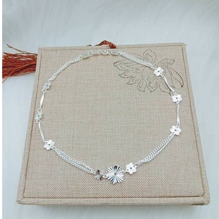 Lắc chân bạc nữ hoa phay đẹp