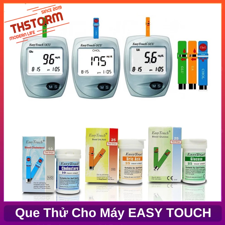 Que Thử Mỡ Máu và Acid Uric (Gout) cùng Đường Huyết Dành Cho Máy Đo Rossmax Easy Gluco GCU - THStorm