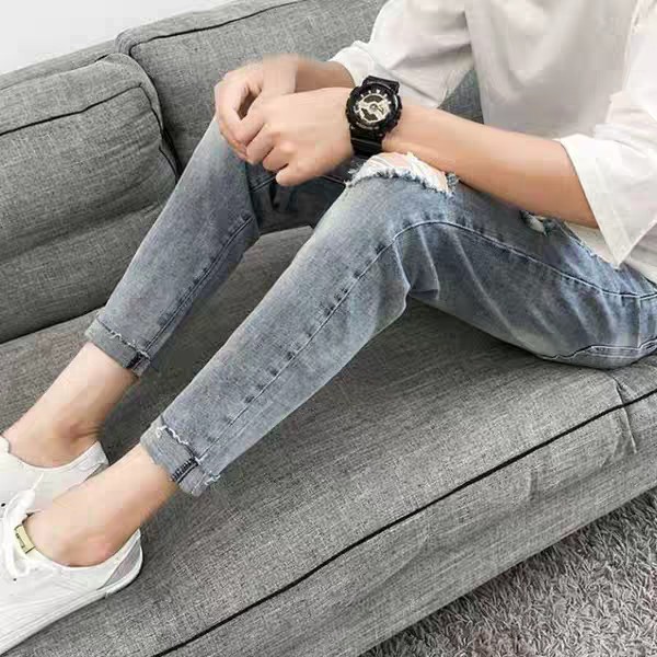 QUẦN JEAN TEEN NAM PHỐI RÁCH XƯỚC ỐNG CÔN MẪU MỚI HOT 600 | BigBuy360 - bigbuy360.vn