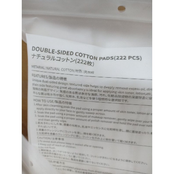 Bông Tẩy Trang 3 Lớp Natural 222 Pcs Mẫu Mới HATSU LOGO 100% cotton Từ Thiên Nhiên