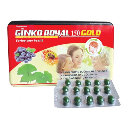 (CHÍNH HÃNG) Viên bổ não GINKO ROYAL 150 GOLD, giúp dưỡng tâm an thần, tạo giấc ngủ tự nhiên, tăng cường tuần hoàn não