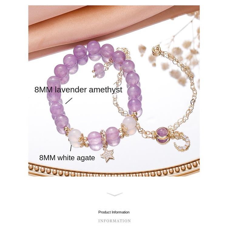 Vòng Tay Chuỗi Hạt Tím Phối Đá Thạch Anh Tím Thời Trang Cho Nữ