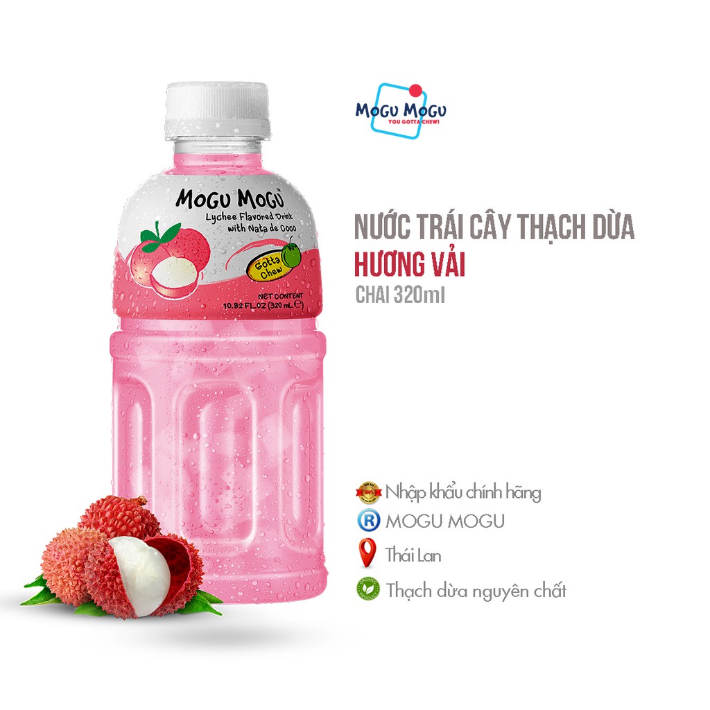 Nước uống MOGU hương VẢI thạch dừa - 320ML
