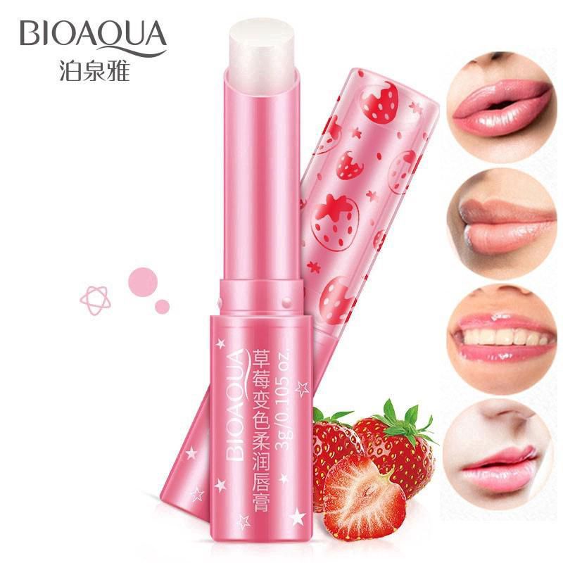 Son Dưỡng Môi Chiết Xuất Dâu Tây Thay Đổi Màu Sắc Cấp Ẩm Làm Săn Chắc Môi BIOAQUA