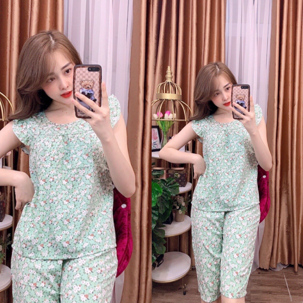 ĐỒ BỘ MẶC NHÀ - ĐỒ BỘ LỤA HỌA TIẾT HOA DỄ THƯƠNG - LUA25