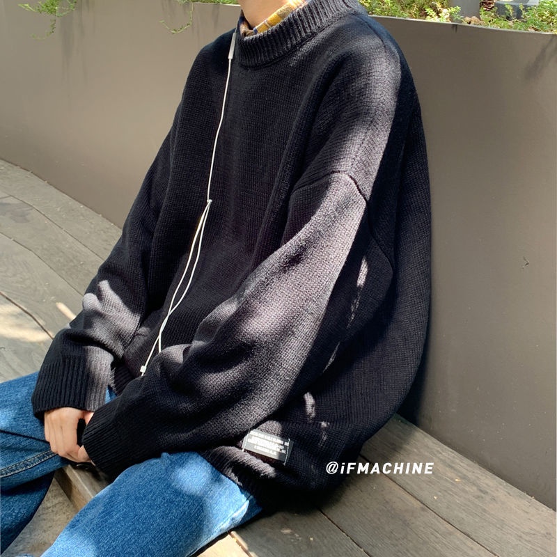 Áo sweater dày cổ tròn dáng rộng thời trang thu đông cho cặp đôi