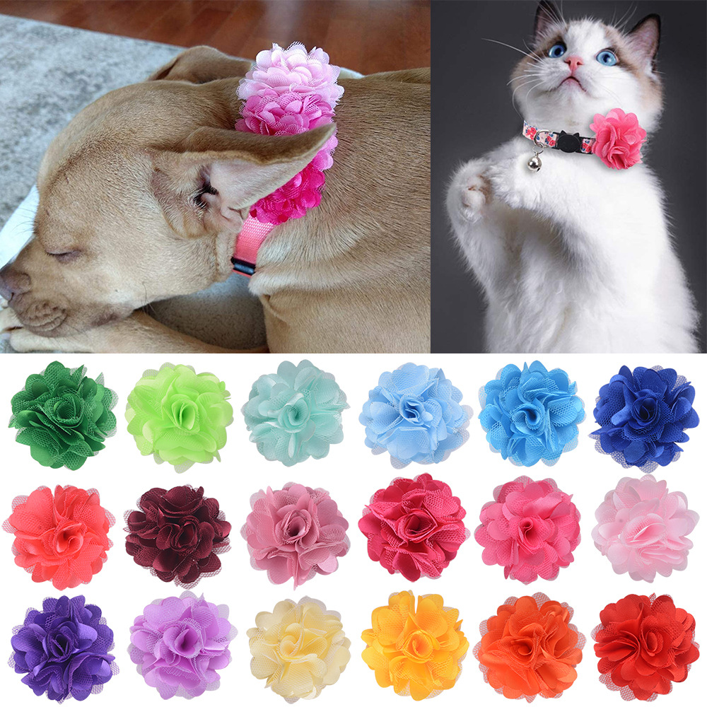 Phụ kiện cho thú cưng Bông hoa nhỏ Sợi lưới làm bằng tay hoa nhỏ Phụ kiện cho chó con Mèo con Cún con thú cưng cổ áo vải trang trí