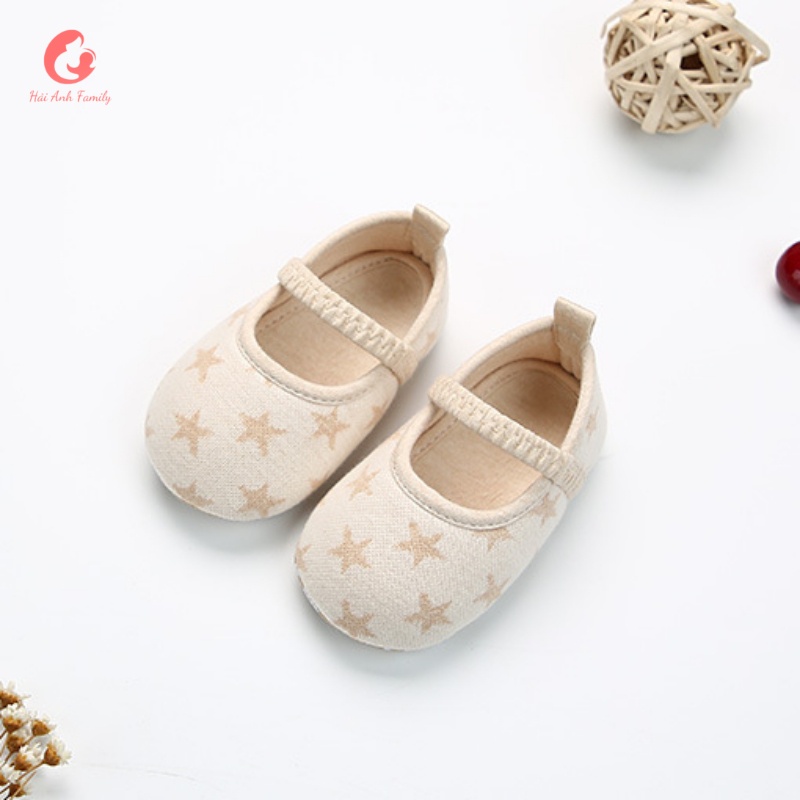Giày tập đi cho bé chống trơn trượt, chất liệu cotton hữu cơ tự nhiên 100%