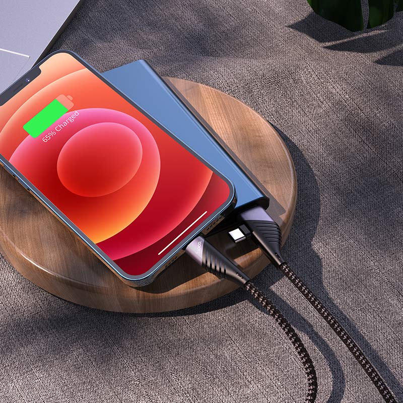 Dây cáp sạc ĐT 2 trong 1 PD 20W HOCO U95 từ ( TypeC/Type C sang IPvà USB/TypeC sang Type C ) sạc nhanh