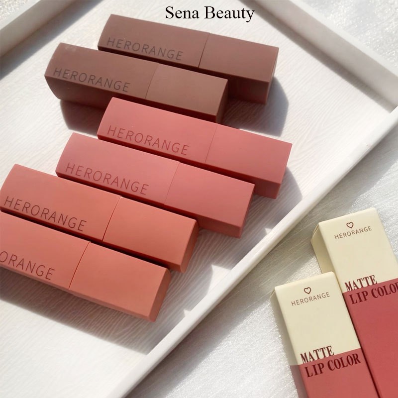 Son kem lì Herorange Vuông Matte Lip Color Sena Beauty