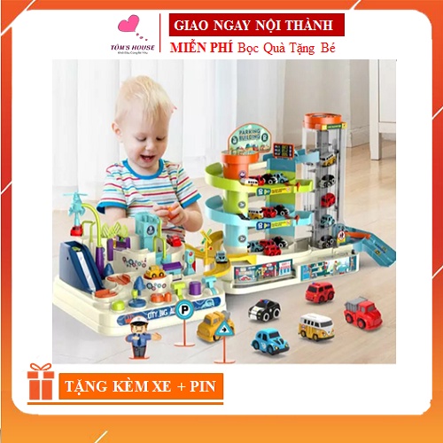 Bộ Đồ Chơi Vận Động Điều Khiển Ô Tô Kết Hợp Garage Đỗ Xe Tự Động Có Nhạc Cho Bé