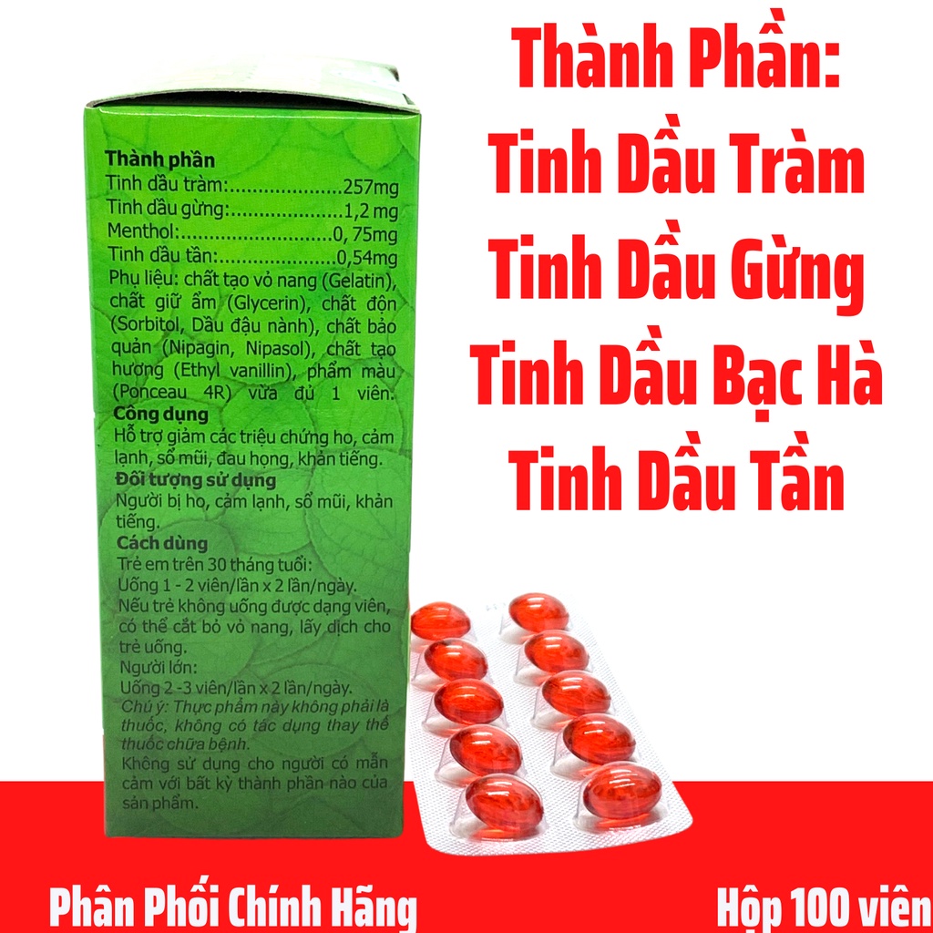 Eurosca, Eurosca Fort - Giảm ho, thông thoáng mũi, giảm các triệu chứng cảm lạnh, sổ mũi, đau họng Hộp 100 viên