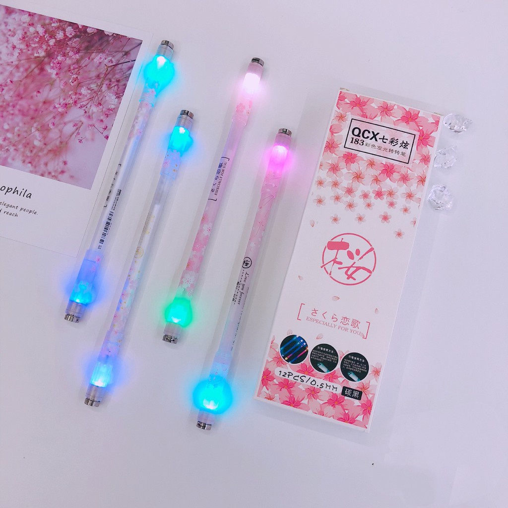 Bút Quay Nghệ Thuật Phát Sáng Mod Có Đèn Led Đổi Màu Cá Tính Với Sao Bơ Viết Mực Xoay đẹp Dễ Thương Pen Spinning