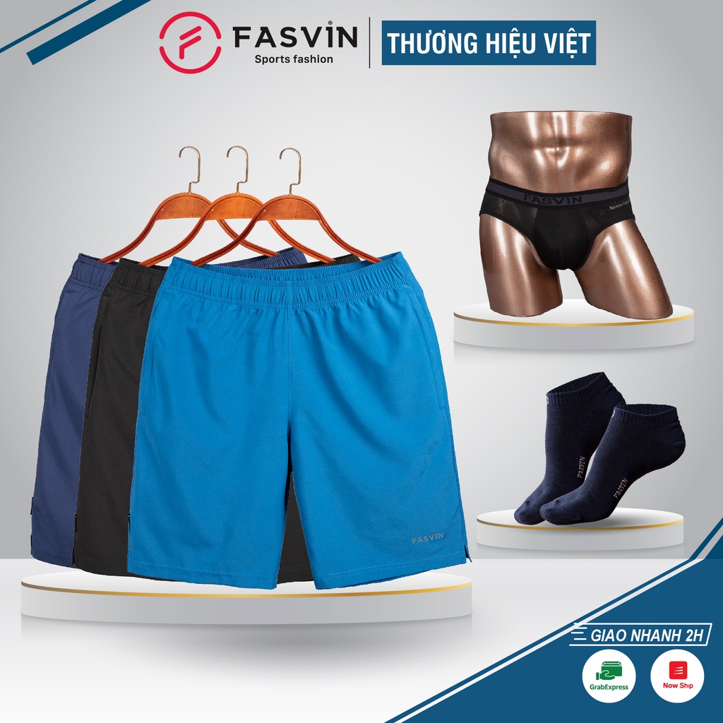COMBO Quần Đùi Nam , Tất , Sịp Fasvin Vải Mềm, Mịn, Co Giãn 4 Chiều, Phong Cách Trẻ Trung Năng Động Q.HN