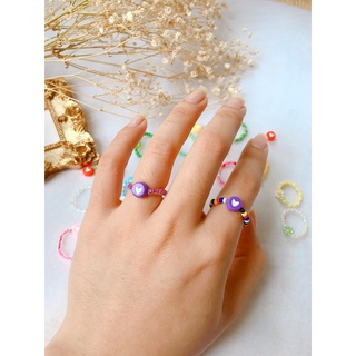 nhẫn hạt cườm handmade nhiều màu sắc