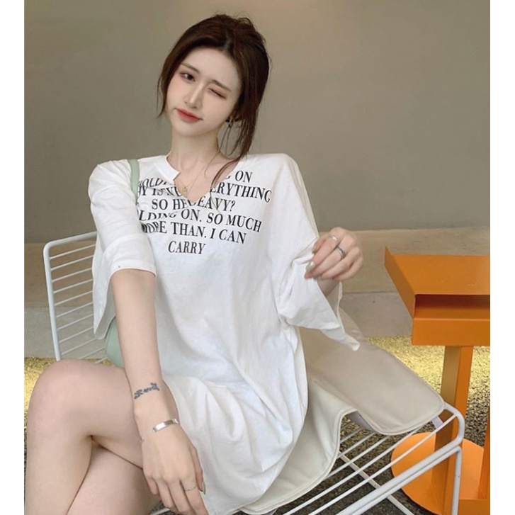 Áo Thun Nữ Ngắn Tay Cổ Chữ V In Hình