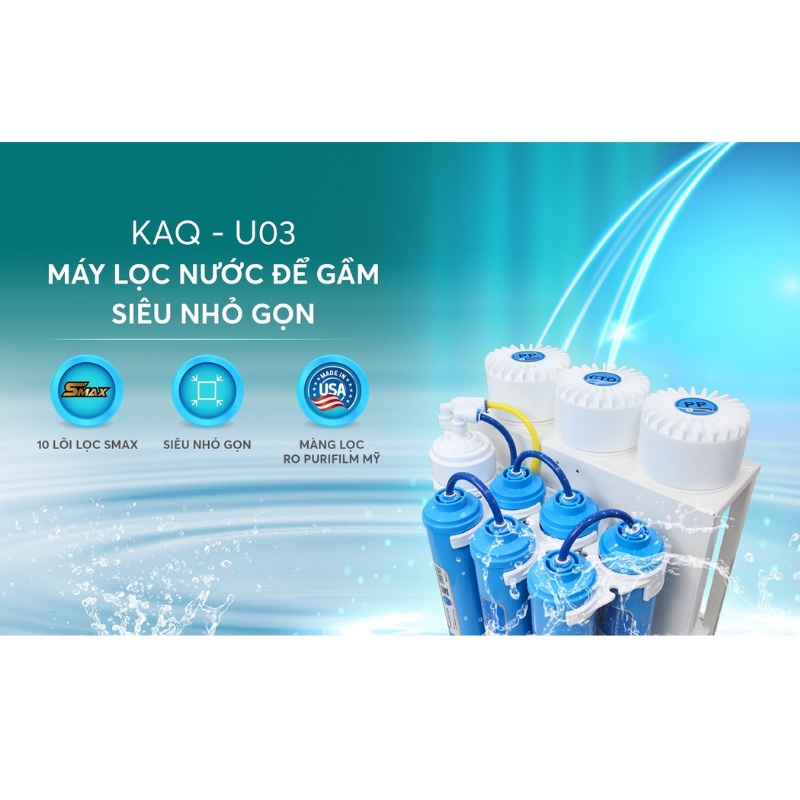 [FREESHIP HCM] Máy Lọc Nước Karofi KAQ-U03 Không Tủ, Đề Gầm - 10 Lõi Lọc - Bảo Hành 3 Năm