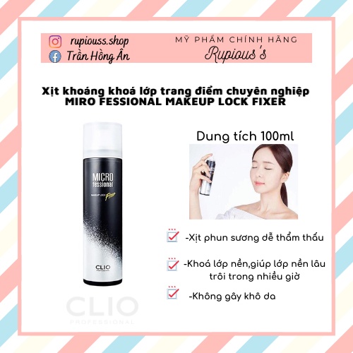 Xịt khoáng giữ lớp trang điểm CLIO Micro Professional Makeup Lock Fixer 100ml