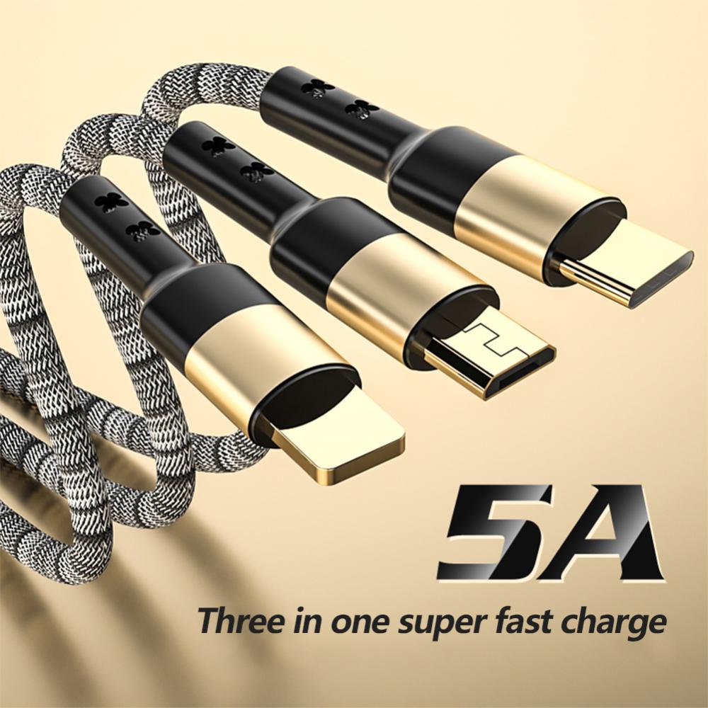 SAMSUNG Dây Cáp Sạc Nhanh DIGIFOUNDER 5A 3 Trong 1 Cho Huawei iPhone 12 11 Pro Max 3 Trong 1 Micro USB Type C H2X2