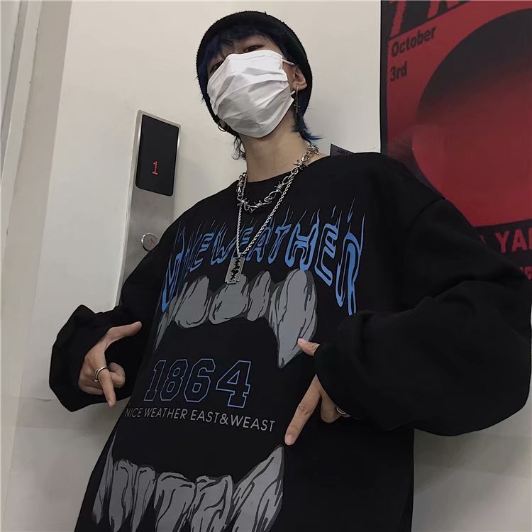 Áo Sweater Tay Dài In Hình Hàm Răng Phong Cách Hàn Quốc Năng Động | BigBuy360 - bigbuy360.vn
