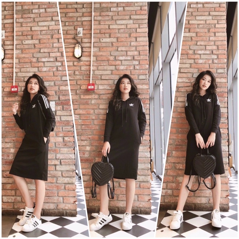 Váy suông đen DSA hoodie cho nữ vnxk