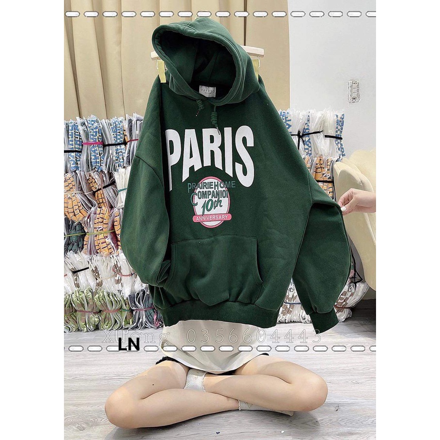 Áo khoác nỉ hoodie paris form đại tay bồng-5L5N