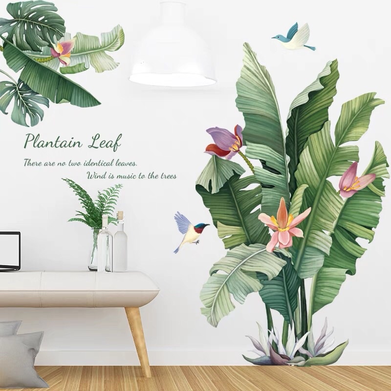 Tranh dán tường, Decal dán tường cây chuối trang trí phòng khách.