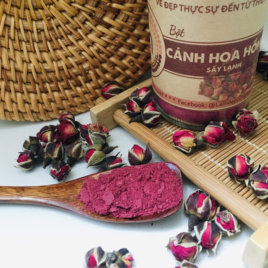 Mask bột hoa hồng sấy lạnh nguyên chất MỘC - dưỡng trắng da, mờ thâm nám, nâng cơ và ngăn ngừa nếp nhăn chai 100/200ml