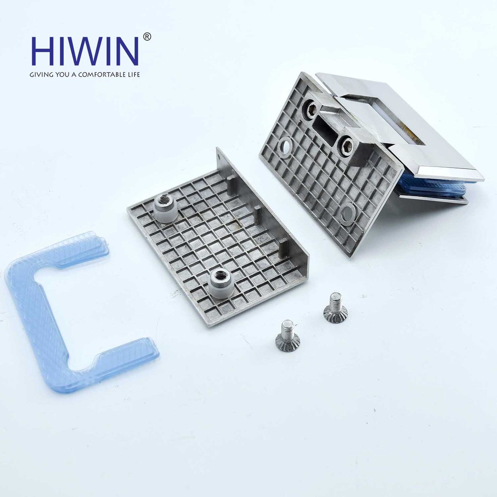 Bản lề phòng tắm kính 90 độ cạnh vát mặt gương inox 304 Hiwin HG-011 (dày 5 mm)