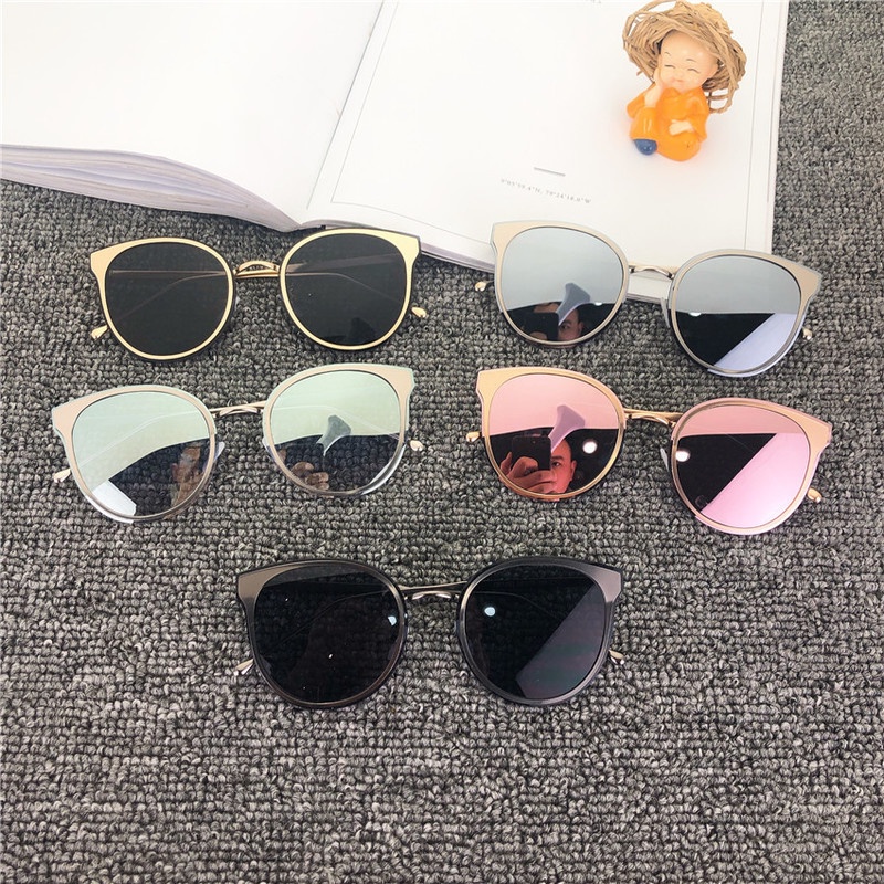 Kính Mát Mắt Mèo Gọng Kim Loại Thiết Kế Thời Trang Hàn Quốc