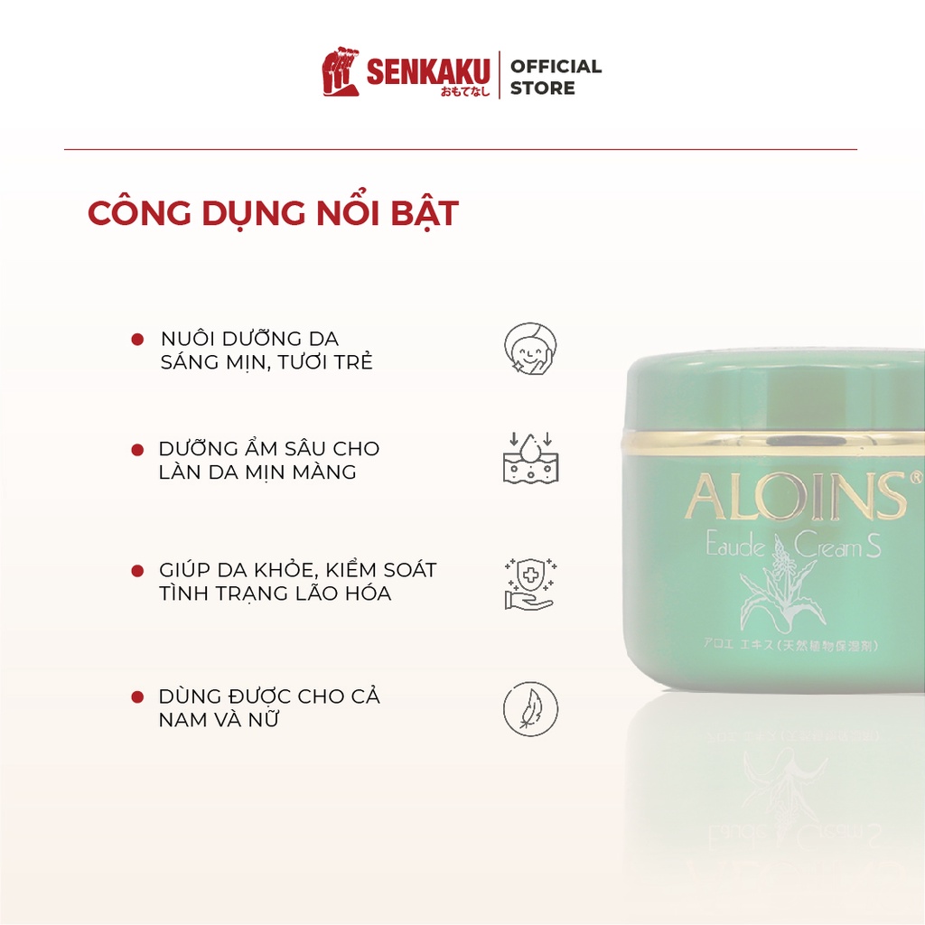 Kem dưỡng Aloins nhật Senkaku trắng da và dưỡng ẩm toàn thân Lô Hội Eaude Cream 185g